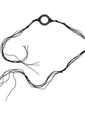 BOHO Metal Decorate Ring Round Black Corded Waist Belt Costume